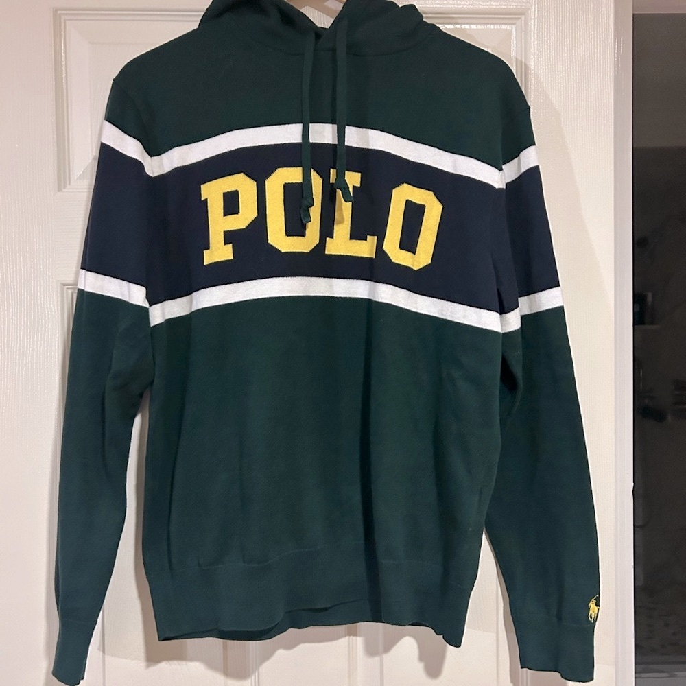 Men’s Ralph Lauren Dark Green Hoodie with Yellow Accents worn once!